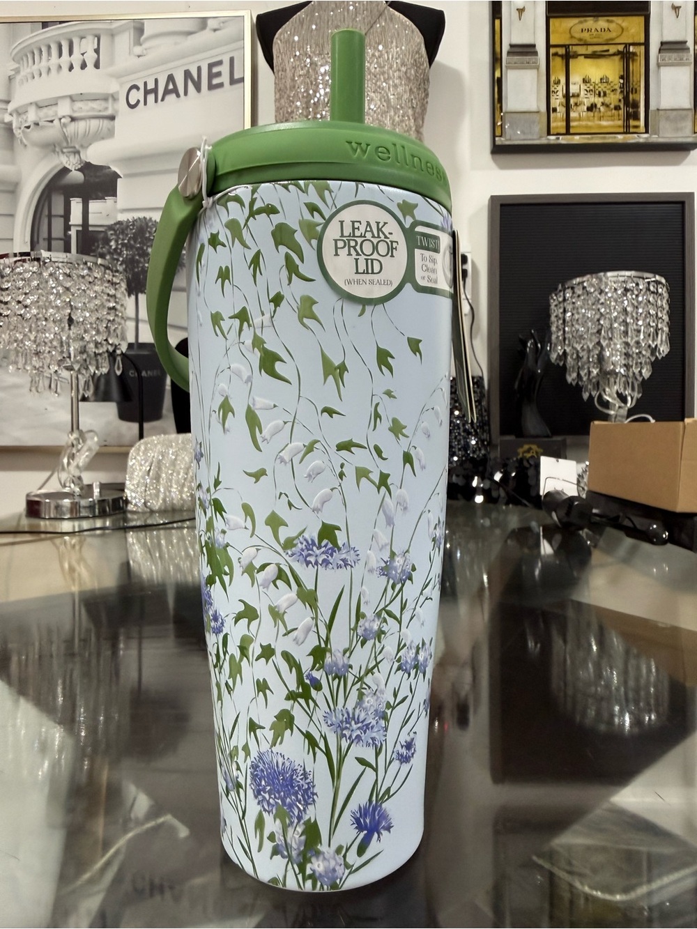 🆕 3D Wellness blue floral painted enamel insulated tumbler by Ethos brand new